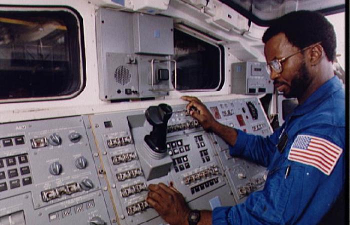 Ron McNair during astronaut training, 1983