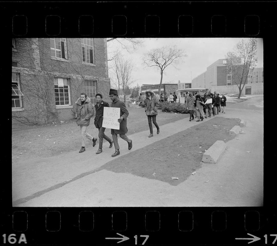 MIT BSU demonstrators support Brandeis Black students, 1969
