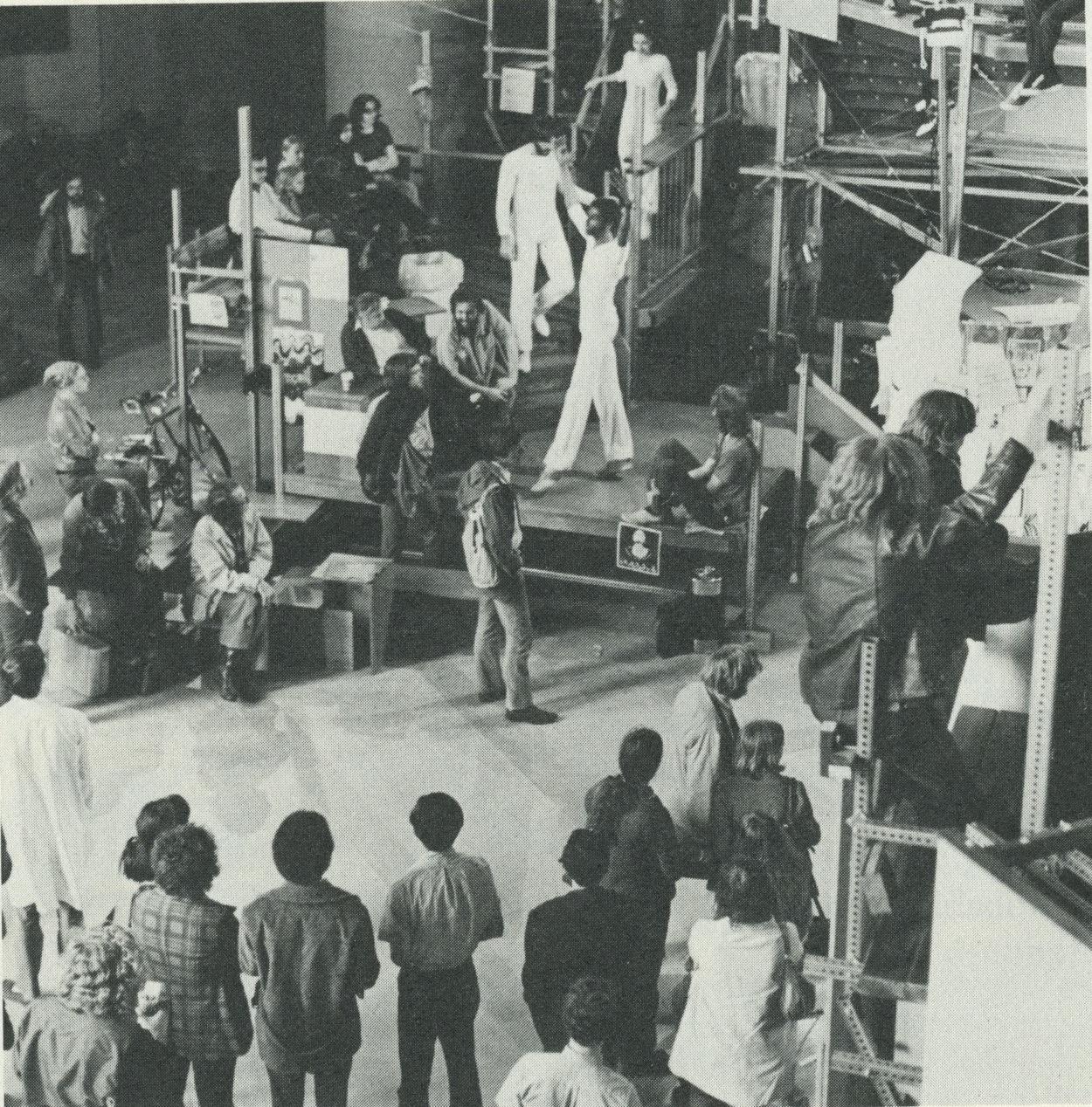 Gustave Solomons, Jr. leads a dance group, ca. 1973