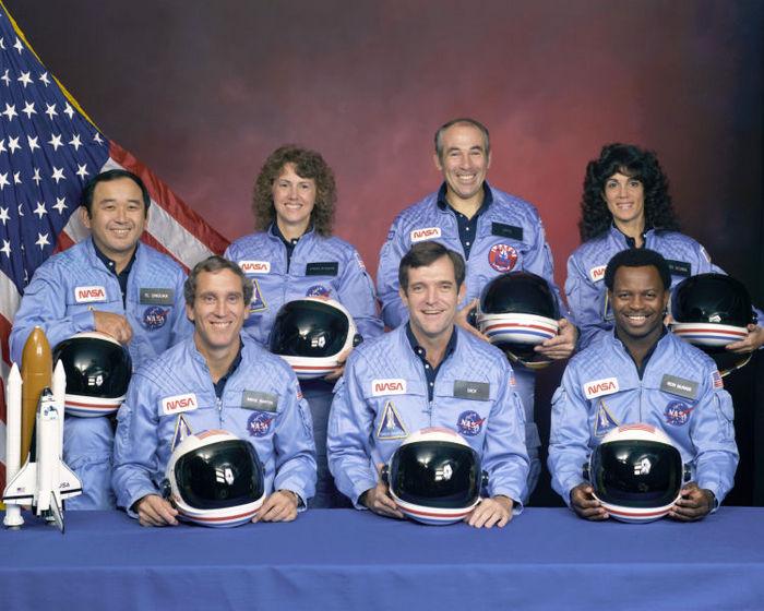 Ronald E. McNair with fellow Challenger crew members, 1986