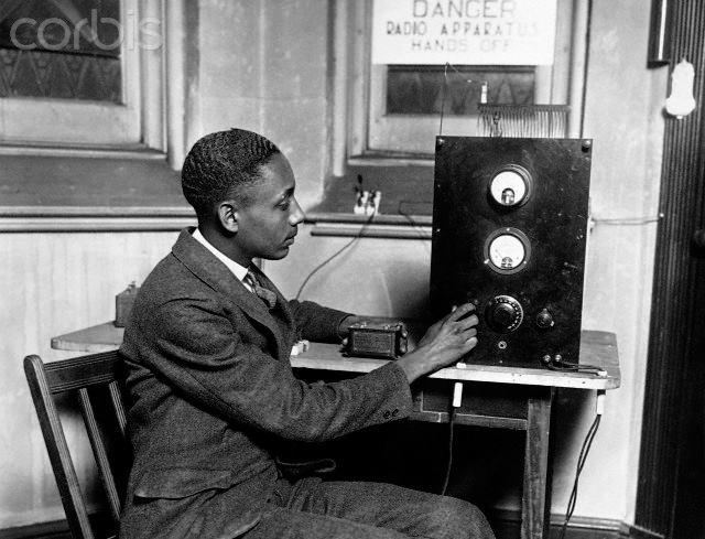 Rufus P. Turner with early radio, 1926